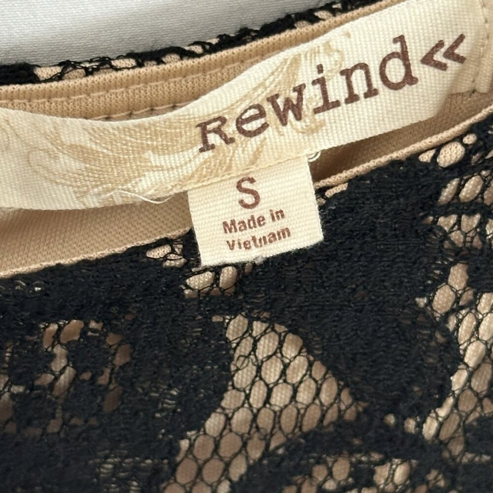 Lace Top Black and Tan A-Line Mini Dress Size Small with Zipper Back - Picture 5 of 6